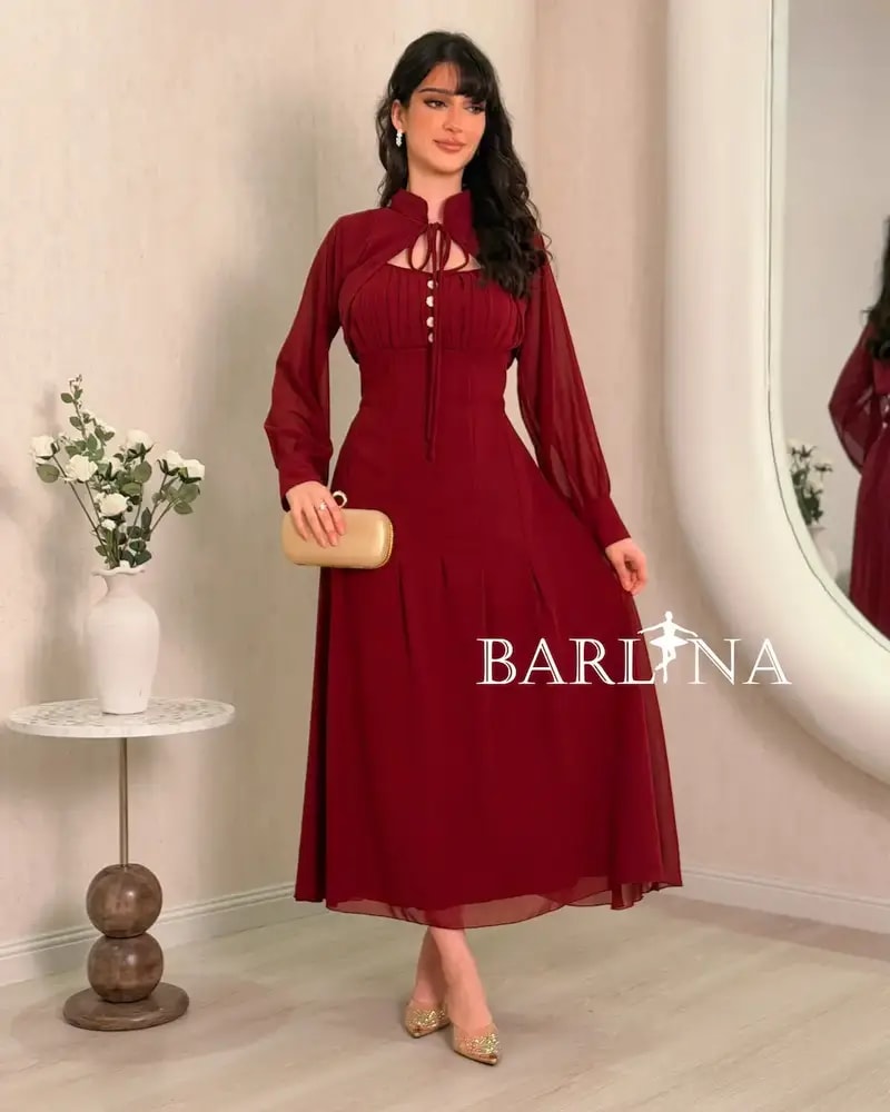 Soft burgundy dress with a separate top