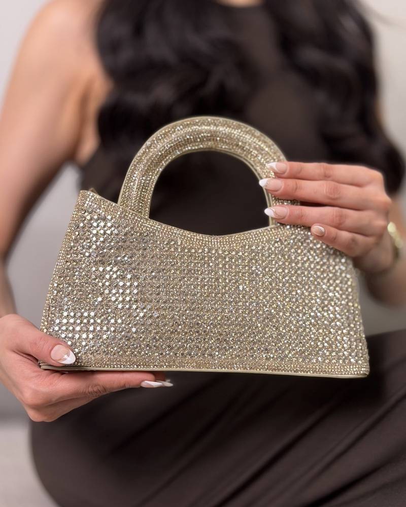 حقيبة سهرة راقية مرصعة بالكريستال اللامع