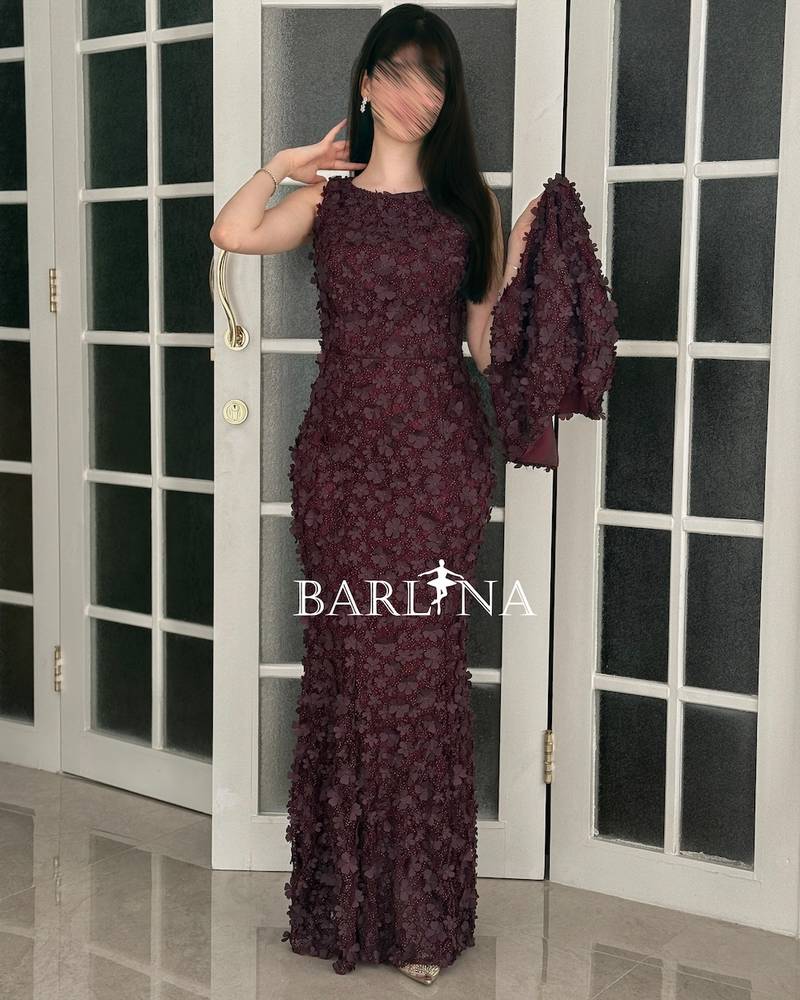 Burgundy floral dress with a separate short cape