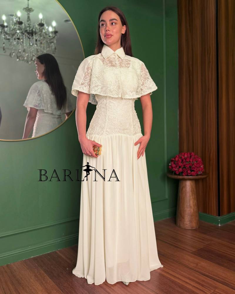 Long white dress with delicate lace