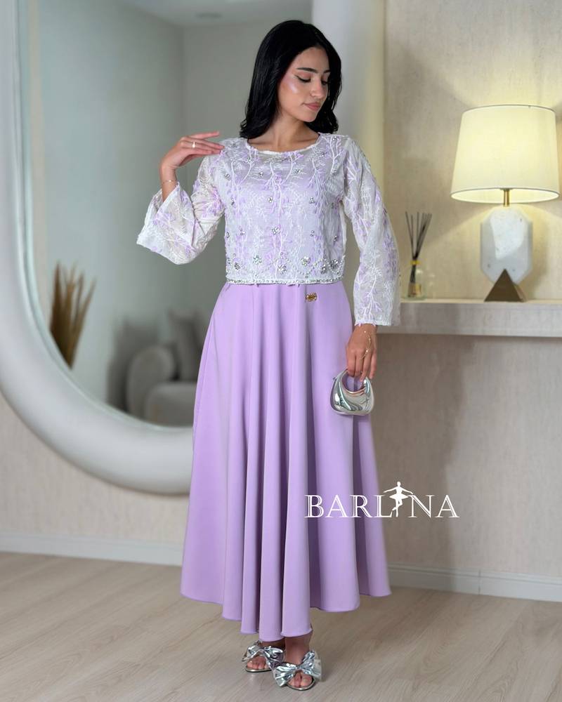 Purple midi dress with a wide cut