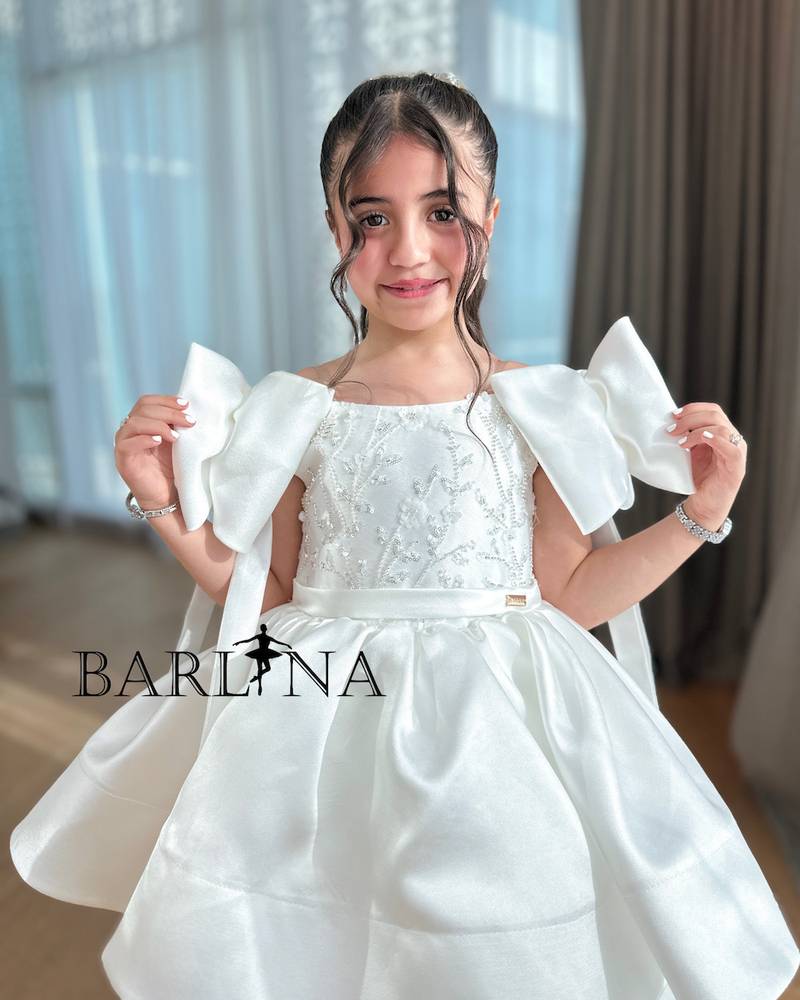 Elegant double layered white girls dress