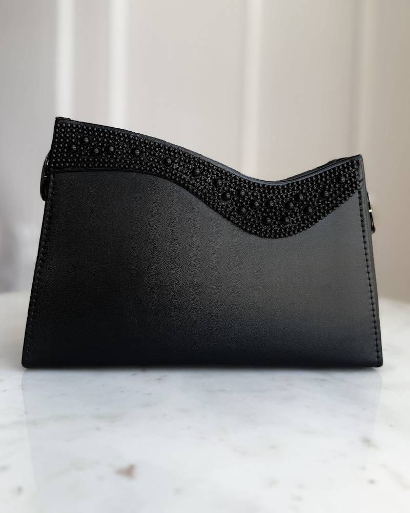 Wavy bag with pearl embellishments
