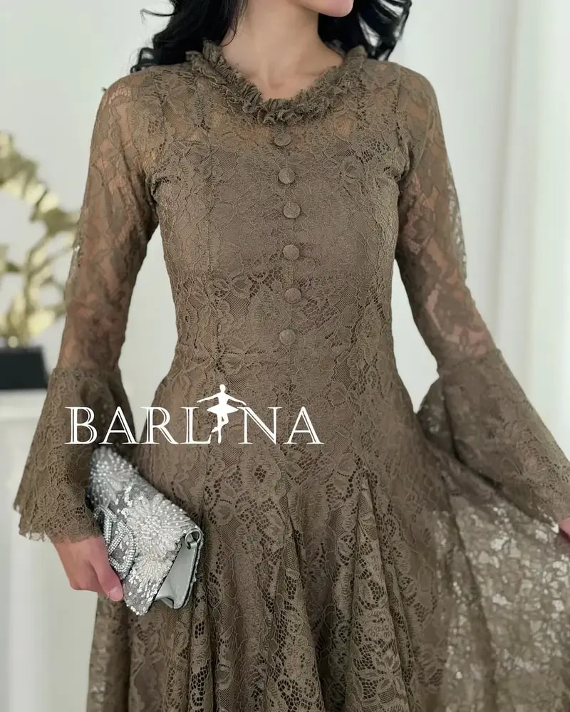 A soft dress adorned with elegant lace patterns