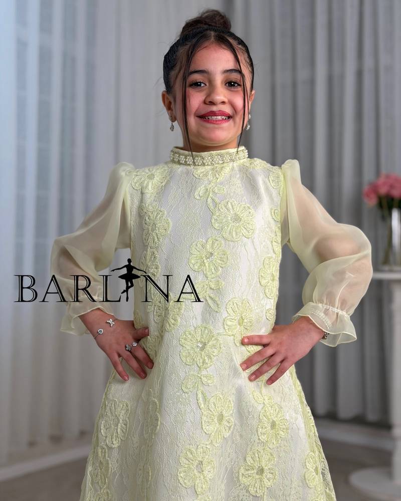 Girls' floral dress with sheer sleeves
