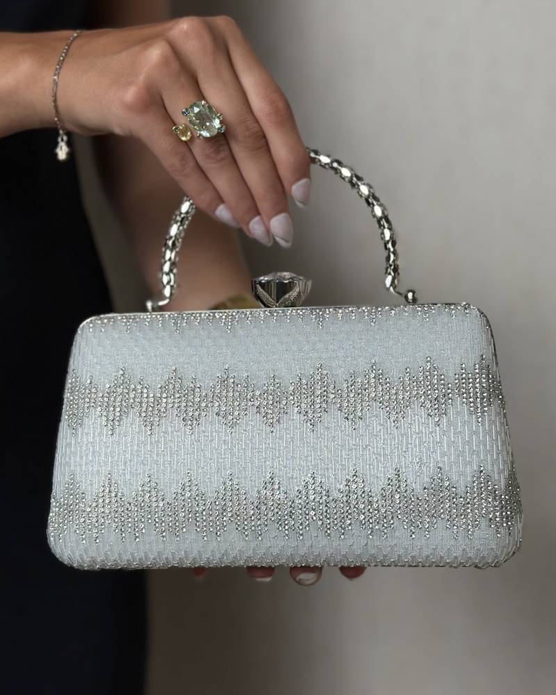A shimmering evening bag with elegant beaded details