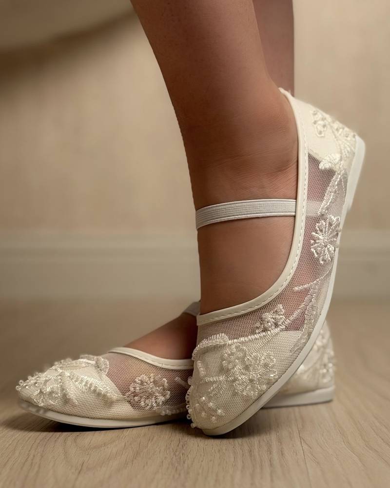Stylish girls' shoes, transparent and patterned