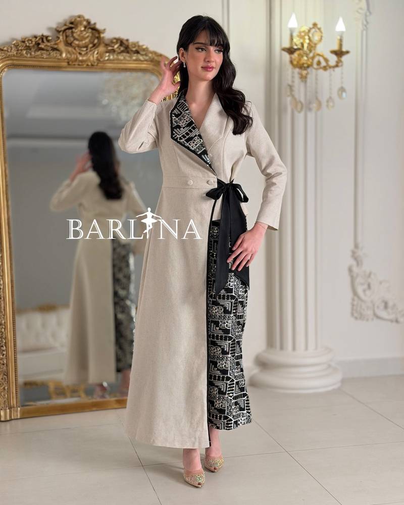 Beige jumpsuit jalabiya with side tie