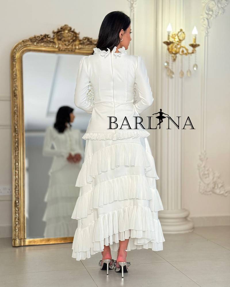 Long white set with soft ruffle details