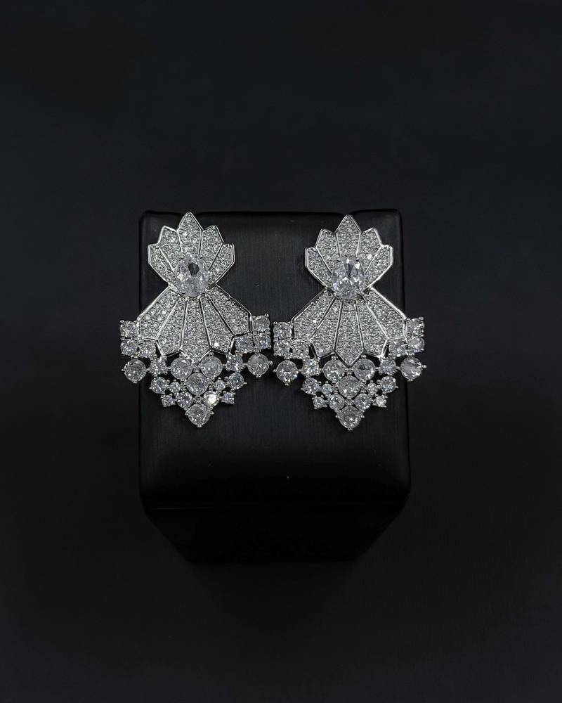 Women's sparkling evening earrings fully studded