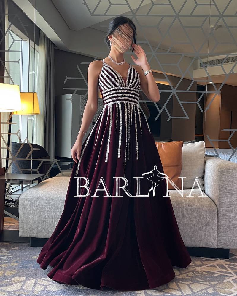 Velvet sequin evening dress