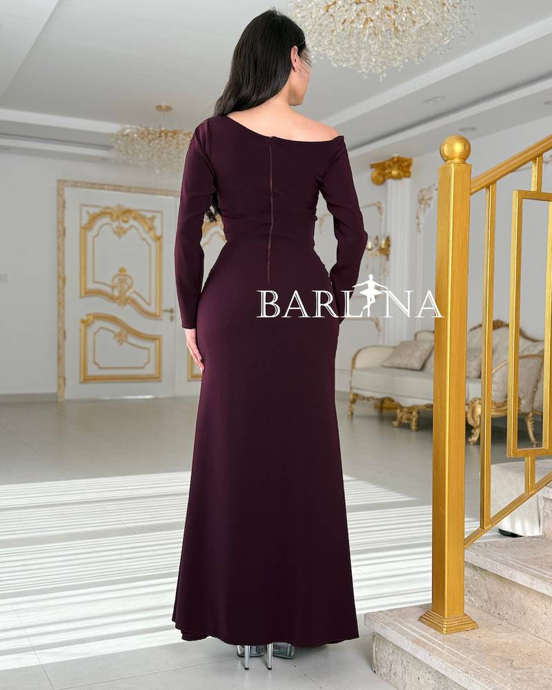 Soft, dark burgundy dress with long sleeves