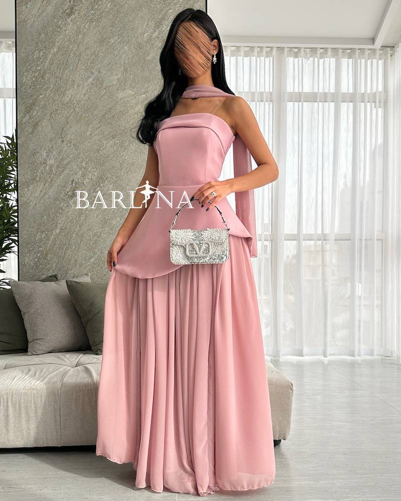 Pink dress with multiple soft pleats