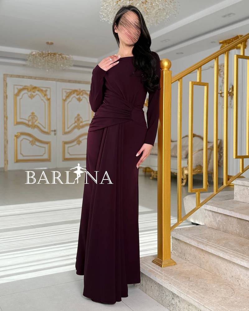 Soft, dark burgundy dress with long sleeves