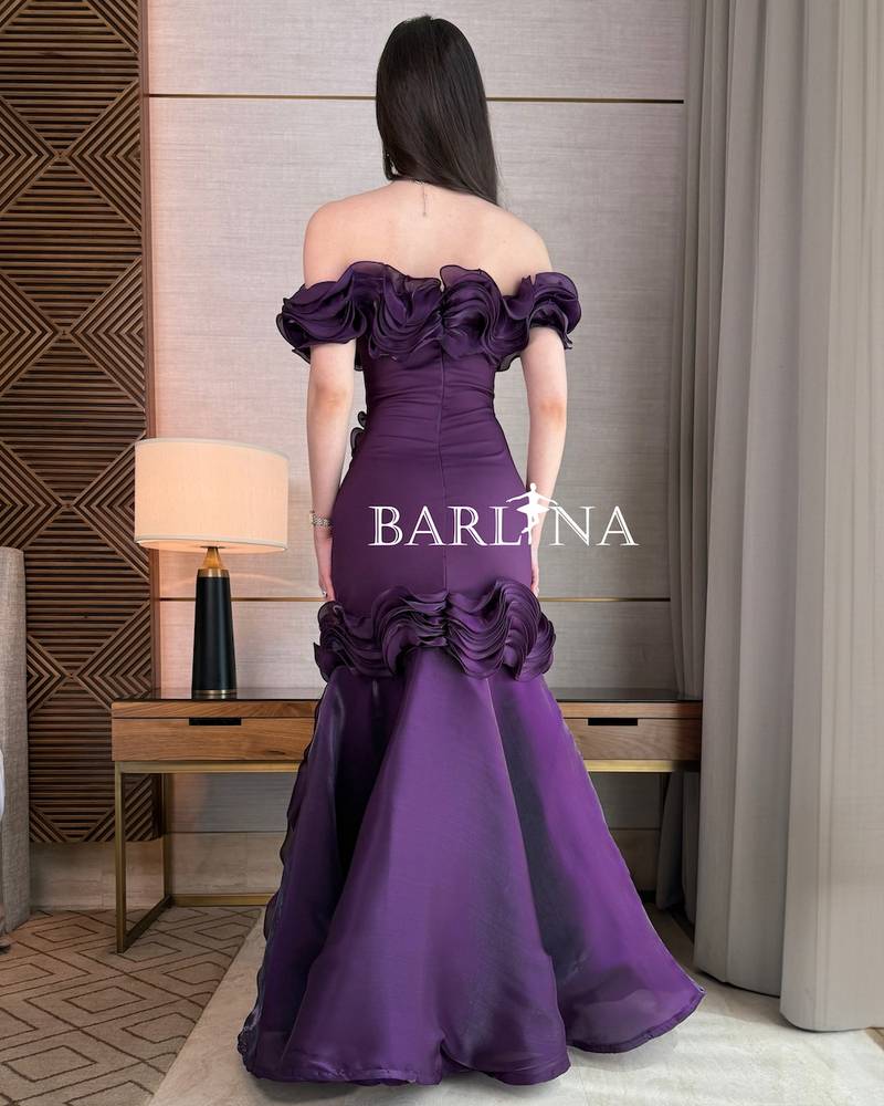 Purple dress with wide ruffles