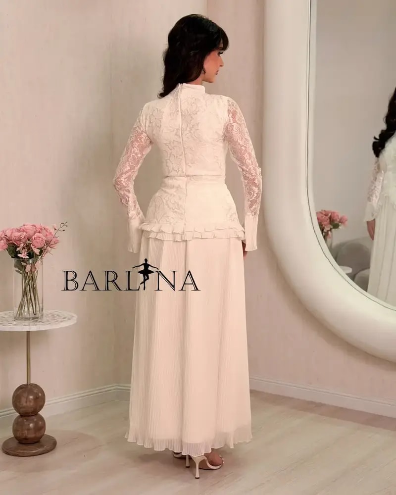 Off-white dress with a lace bodice