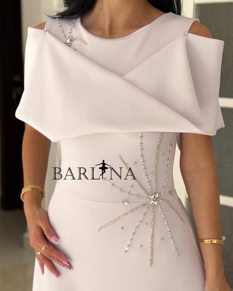 Off-white midi dress with beaded embroidery