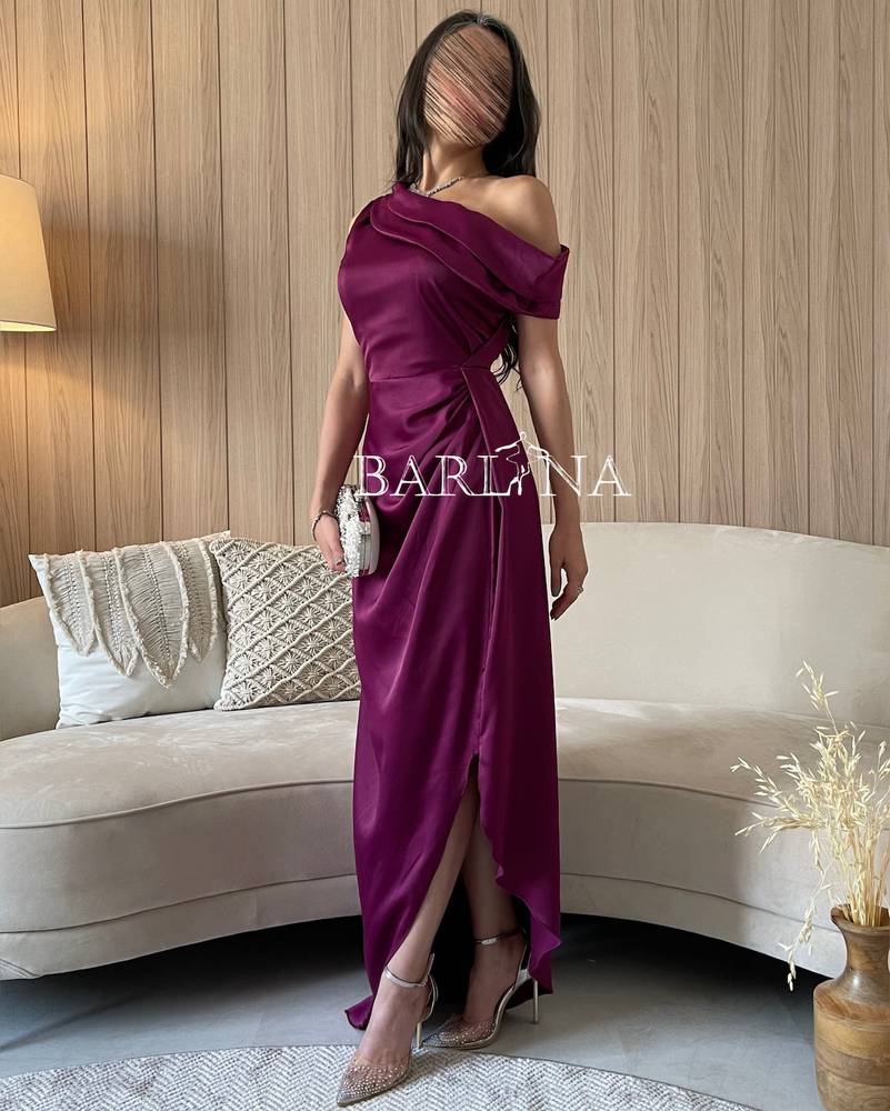 Draped long mulberry dress