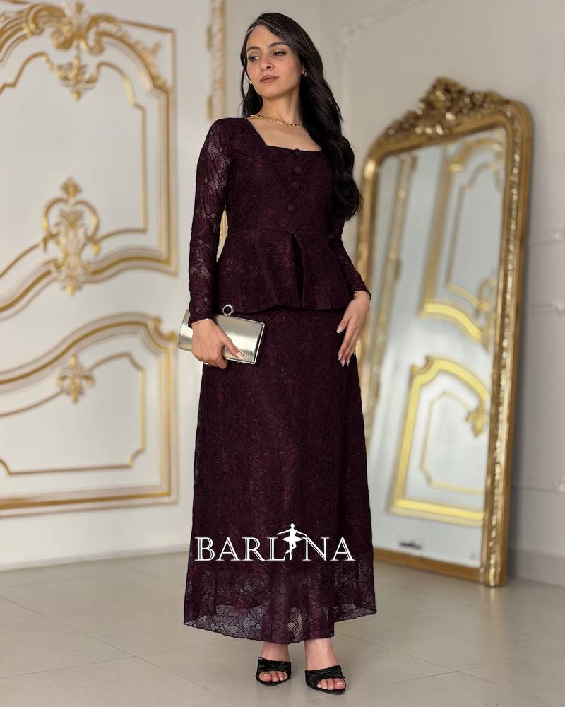 Royal dark purple dress with front buttons