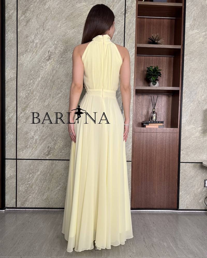 Soft pastel yellow long dress