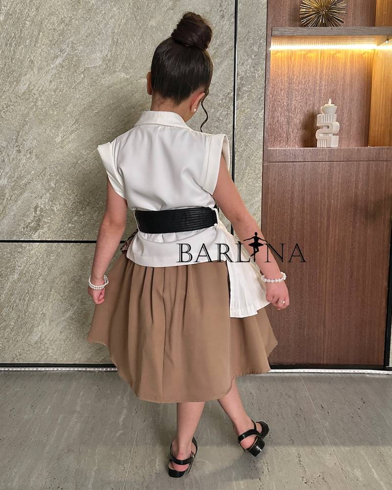 Girls brown dress with leopard print jacket