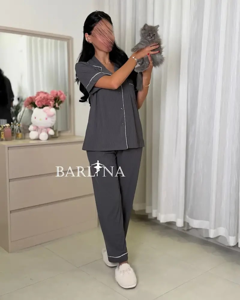 Classic style pajamas with front buttons