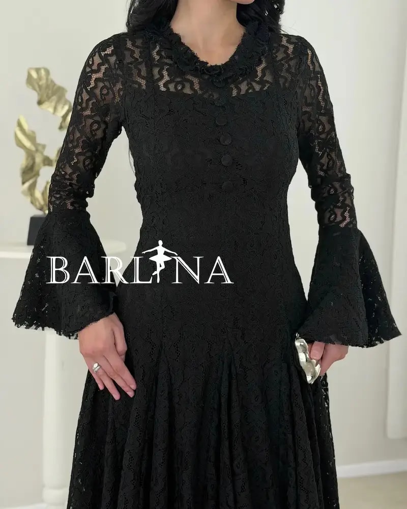 A soft dress adorned with elegant lace patterns