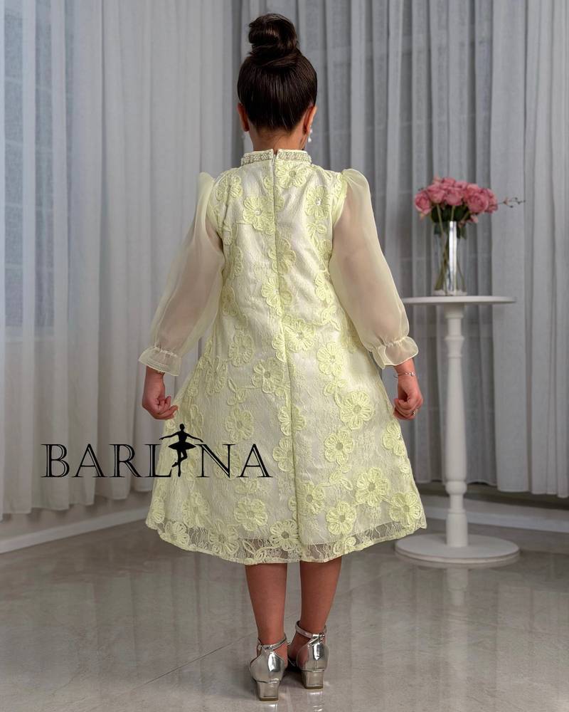 Girls' floral dress with sheer sleeves