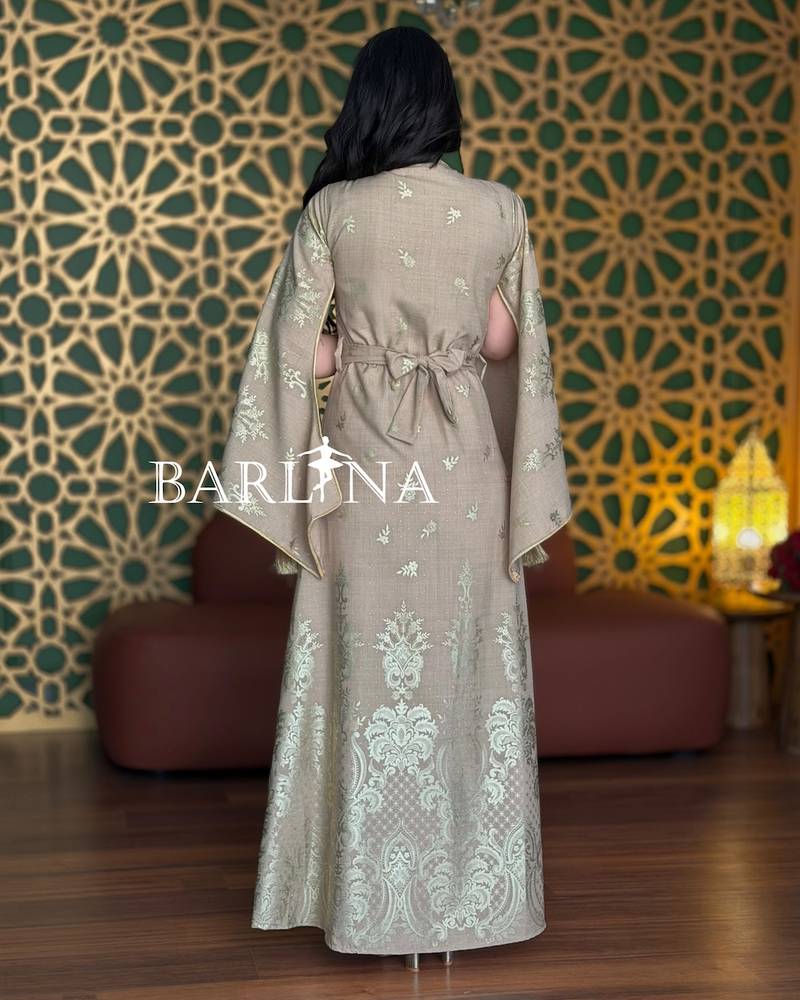 Long jalabiya with cape and gold embellishments