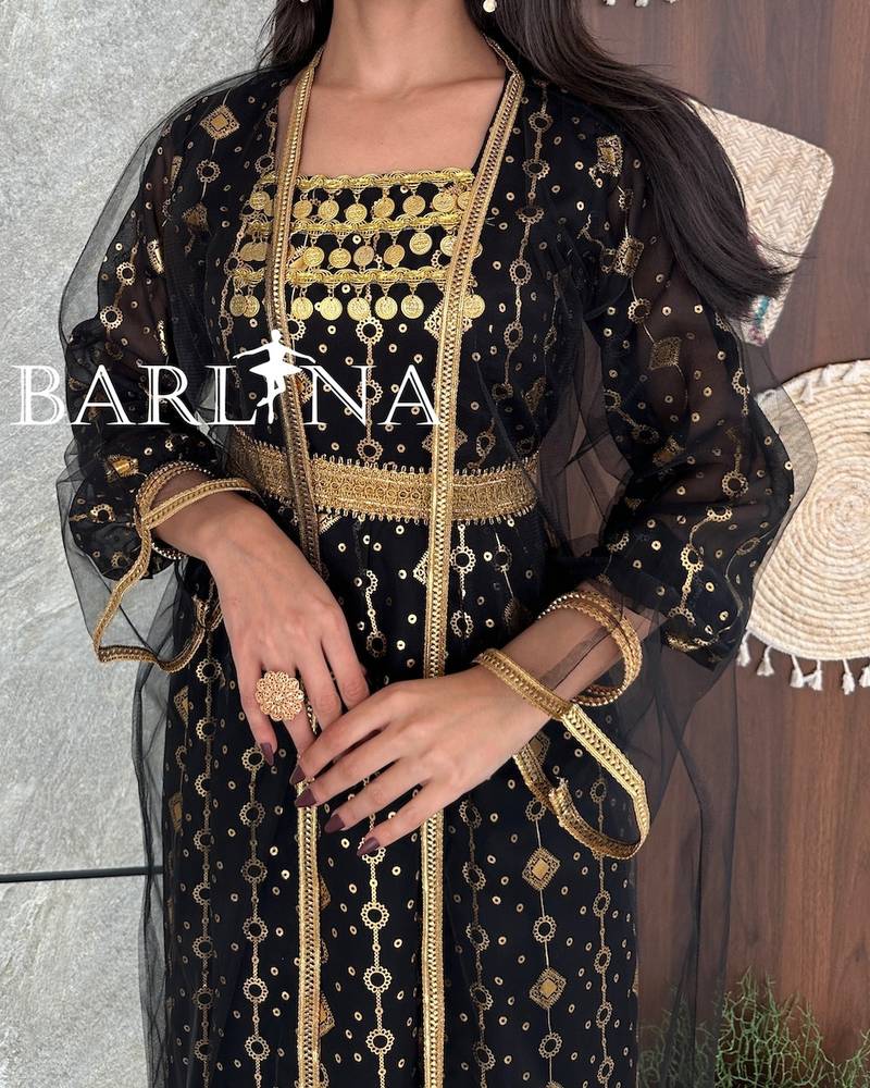 Traditional black jalabiya with sheer abaya