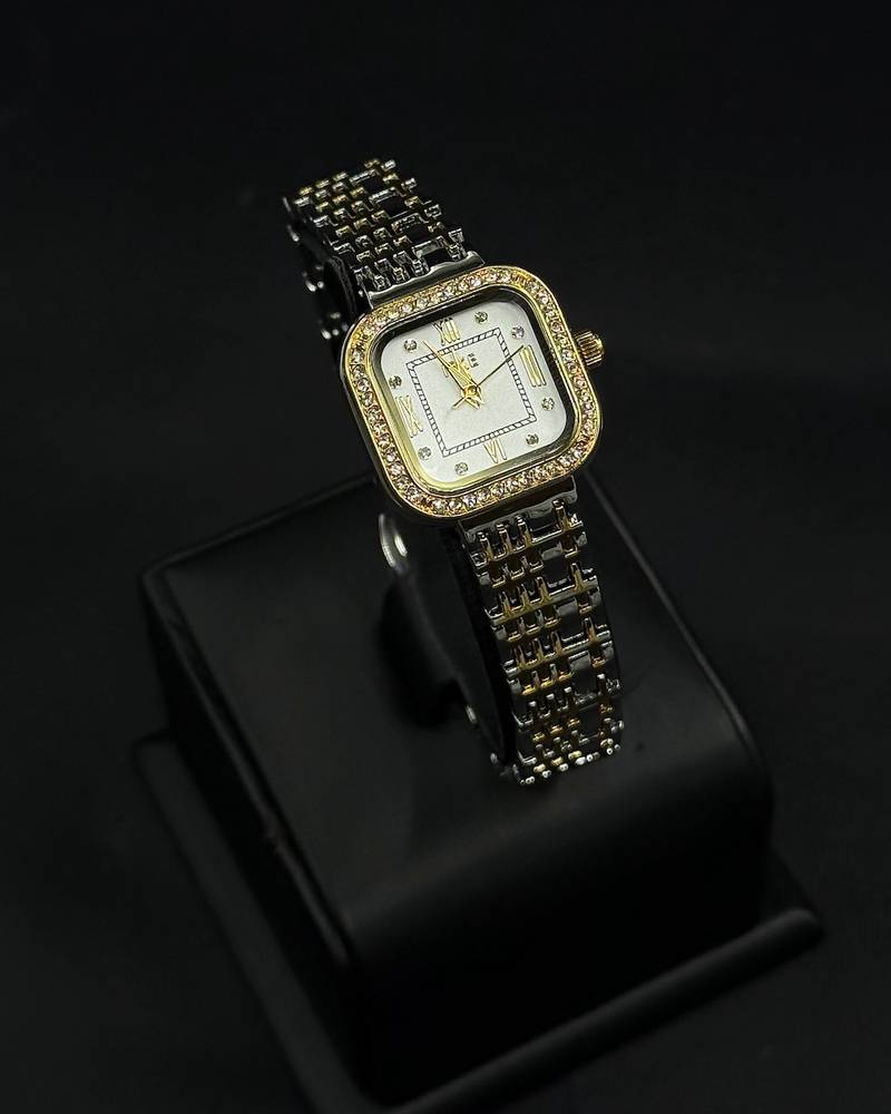 Classic women's wristwatch with a square frame