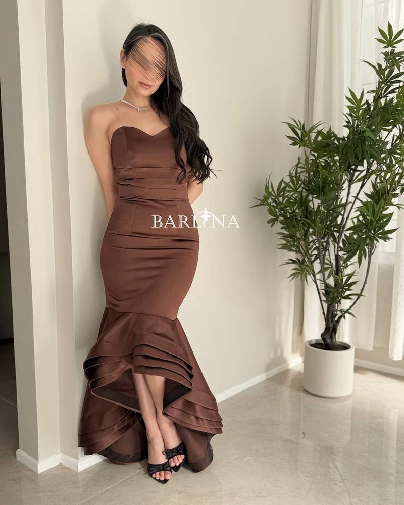 High-low brown mermaid dress