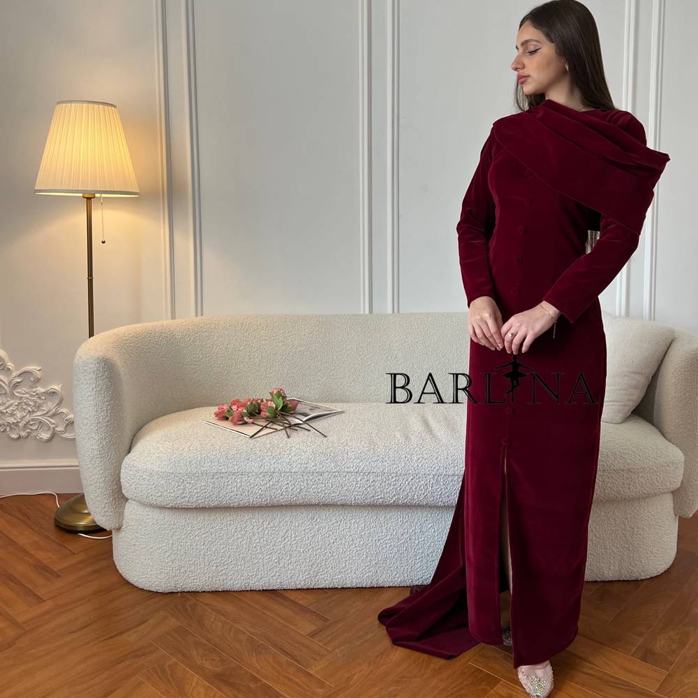 Elegant burgundy velvet dress