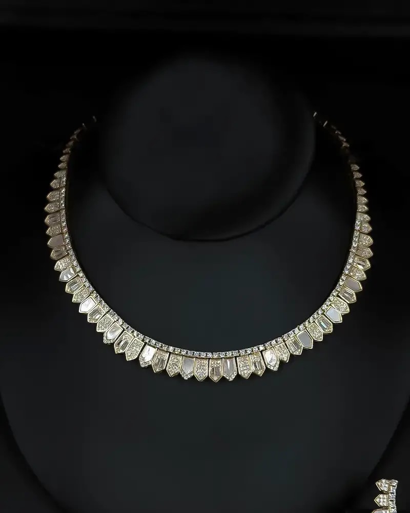 Unique gold accessory set with a geometric design