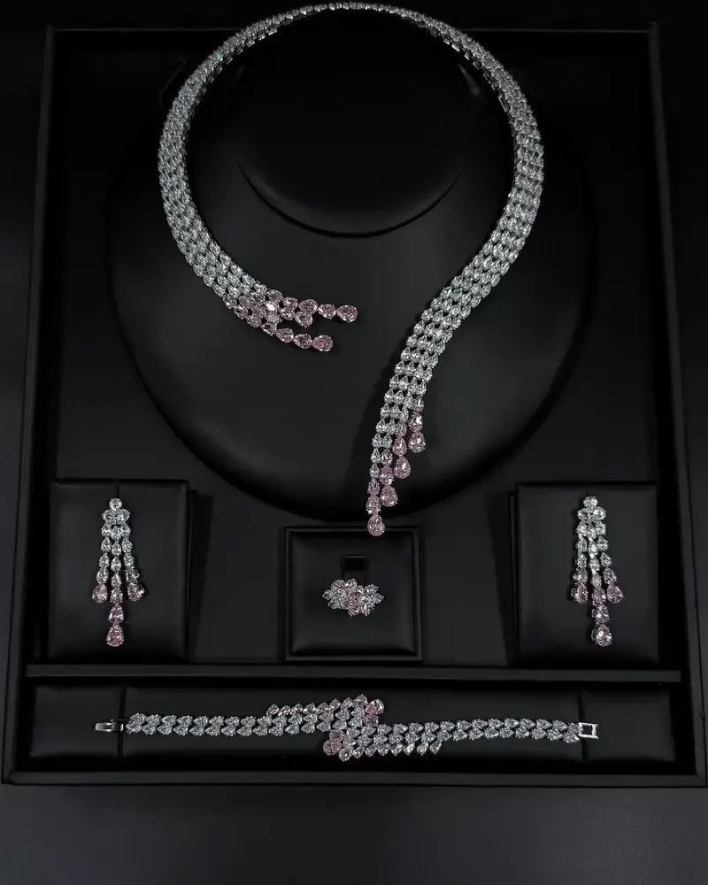An accessory set adorned with elegant crystals and stones