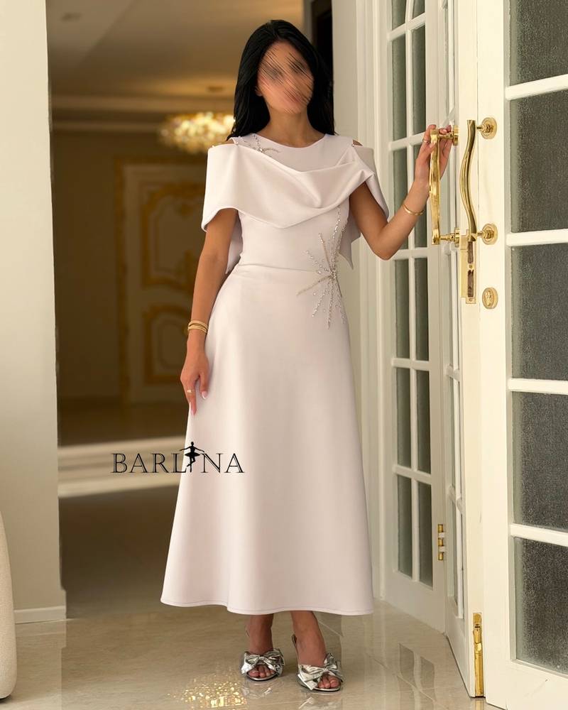 Off-white midi dress with beaded embroidery