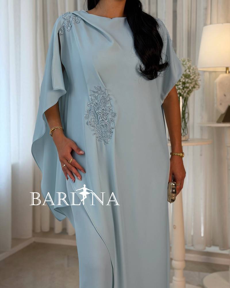Elegant sky blue set with delicate embroidery