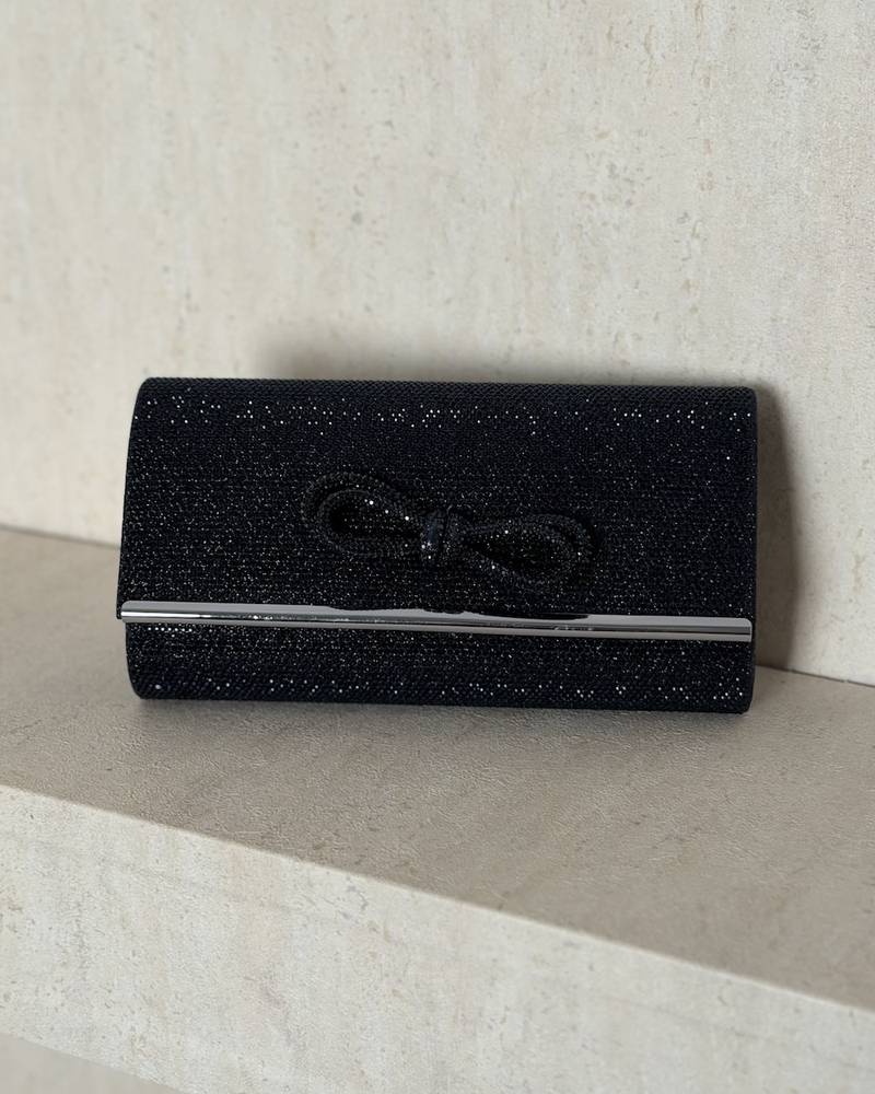Crystal evening bag with bow tie