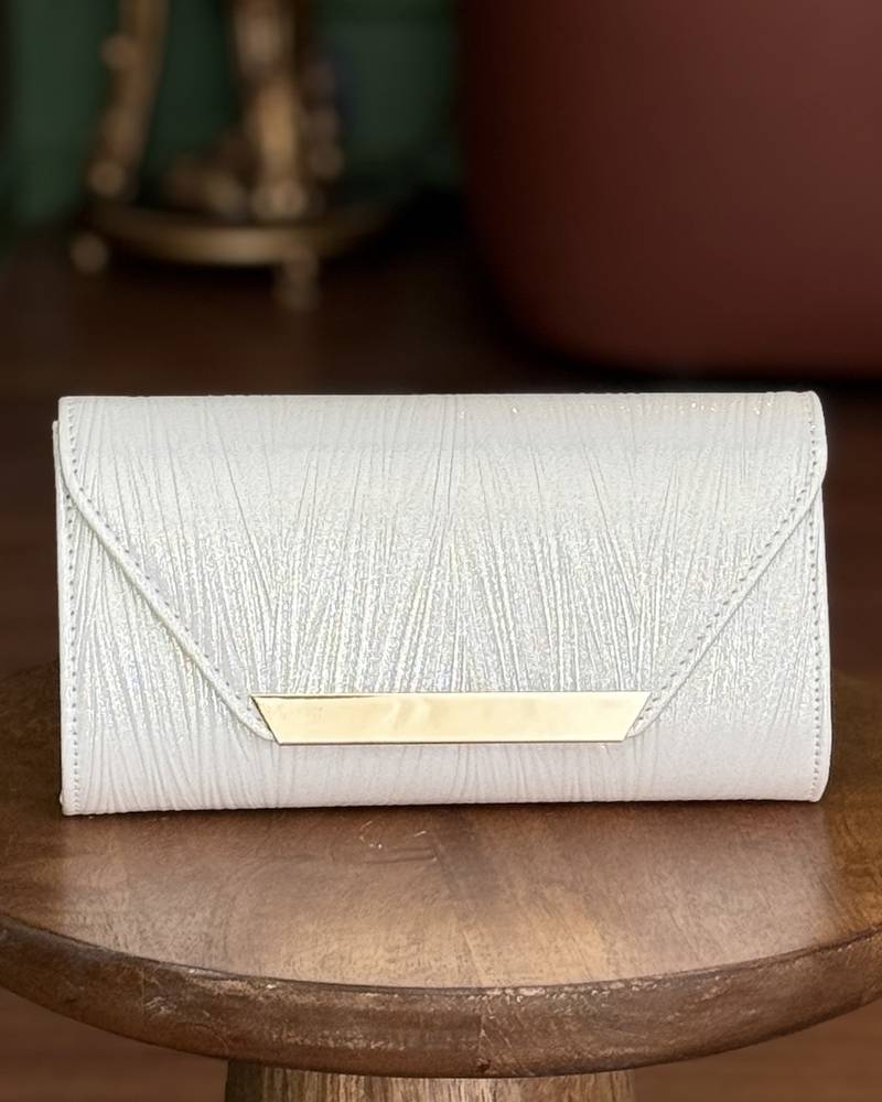 Clutch bag with a soft stripe pattern