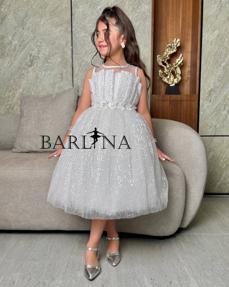 Girls' silver dress with sparkling sequins