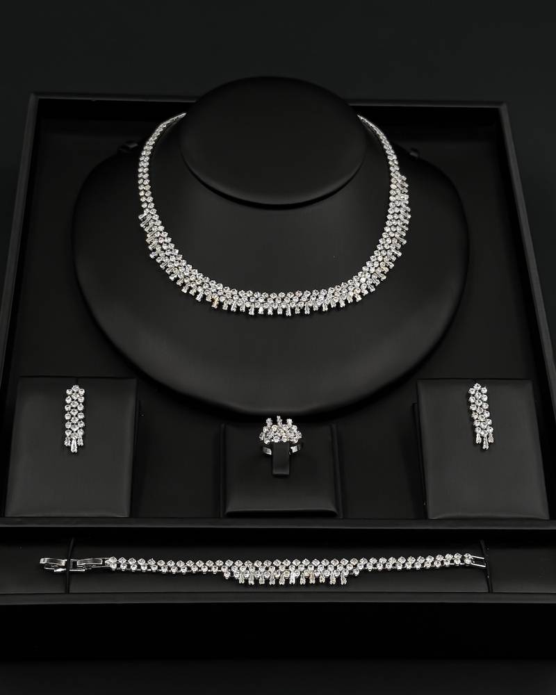 Round design accessory set studded with sparkling stones