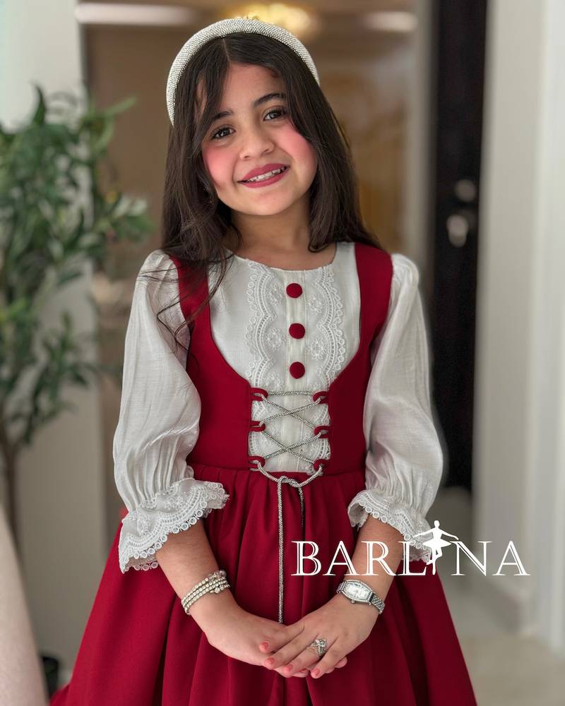 Girls' burgundy dress with an elegant classic design