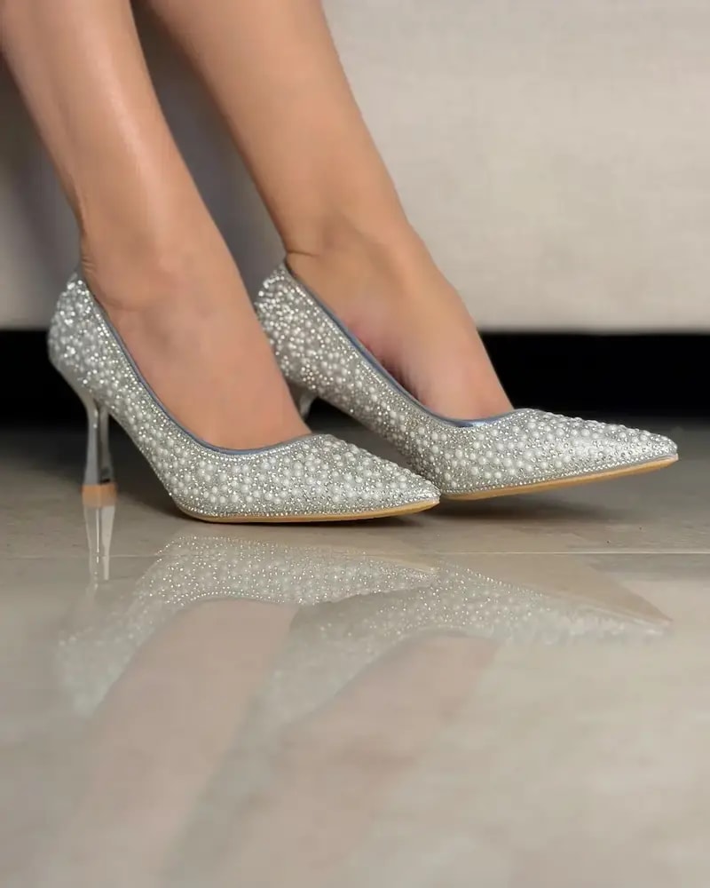 Women’s pointed evening rhinestone heels