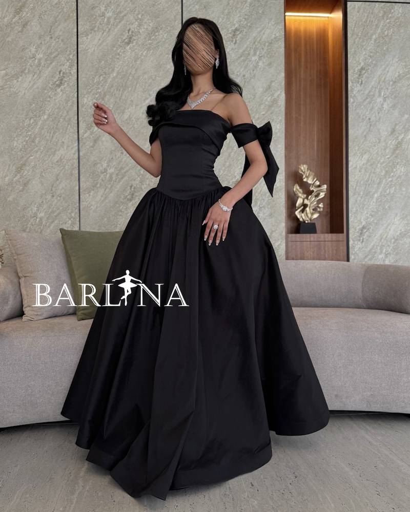 Black royal dress with knotted shoulders