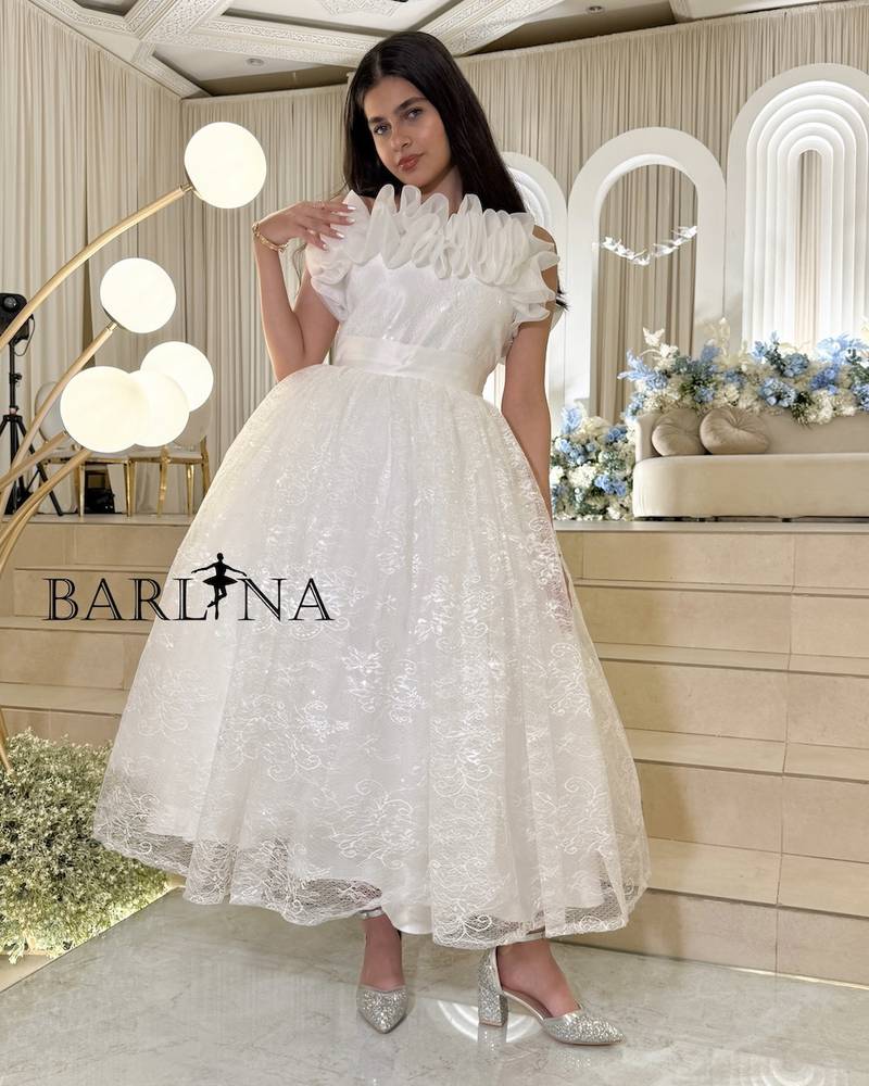 Ivory Lace Dress with Ruffled Collar