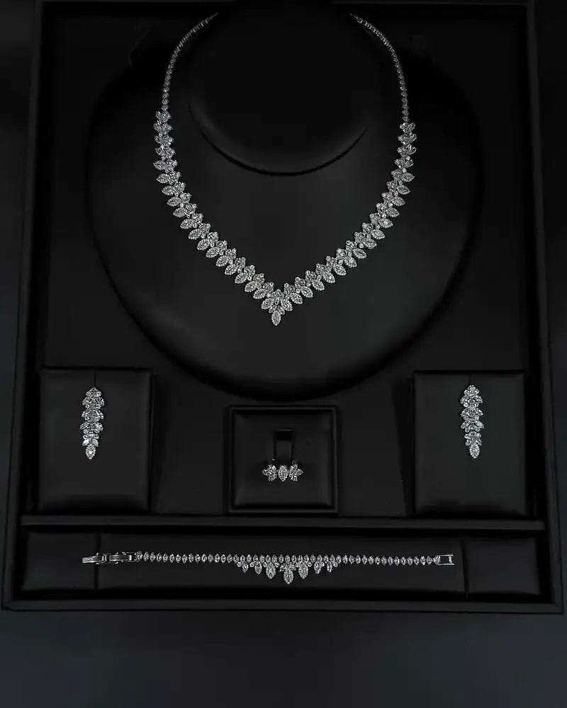 Elegant accessory set studded with sparkling crystals