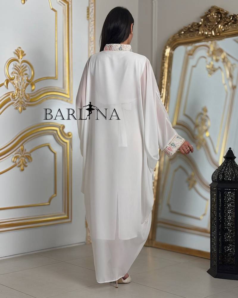 Jalabiya with luxurious multi-colored embroidery