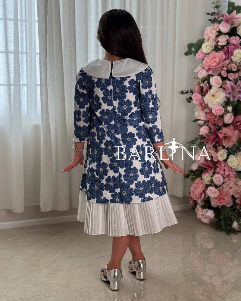navy blue floral girl's dress