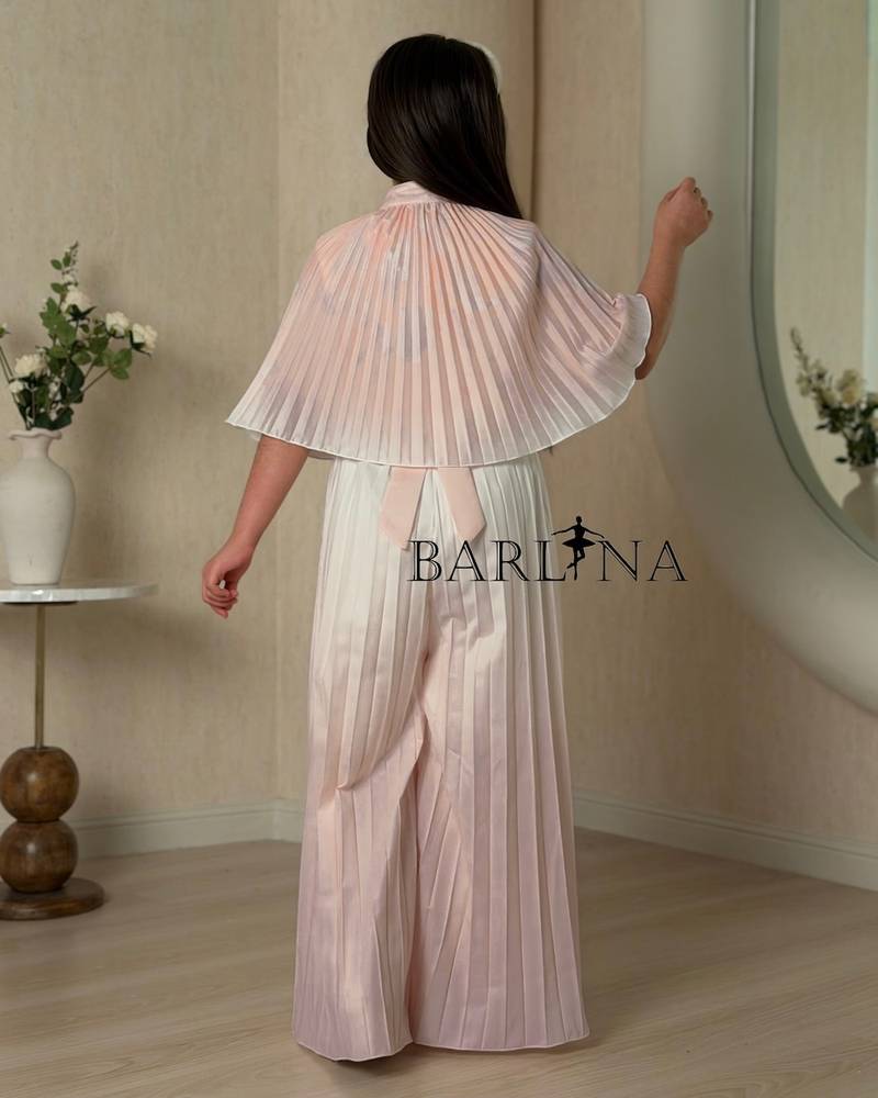 Girls' two-piece pleated jumpsuit