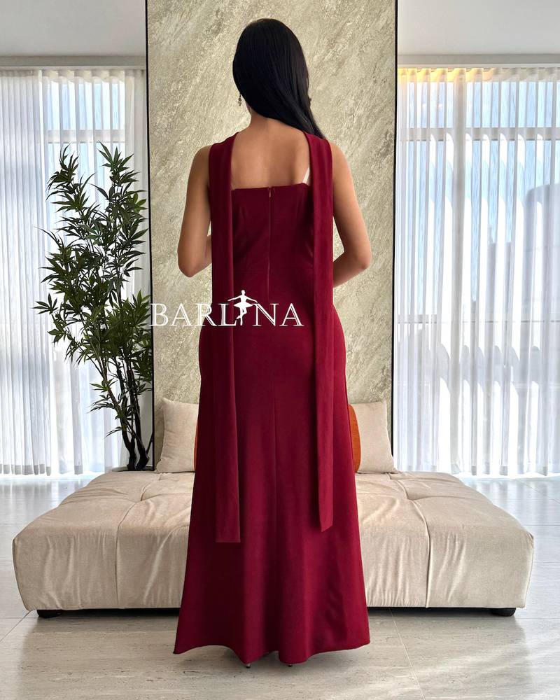 Burgundy Off Shoulder Dress